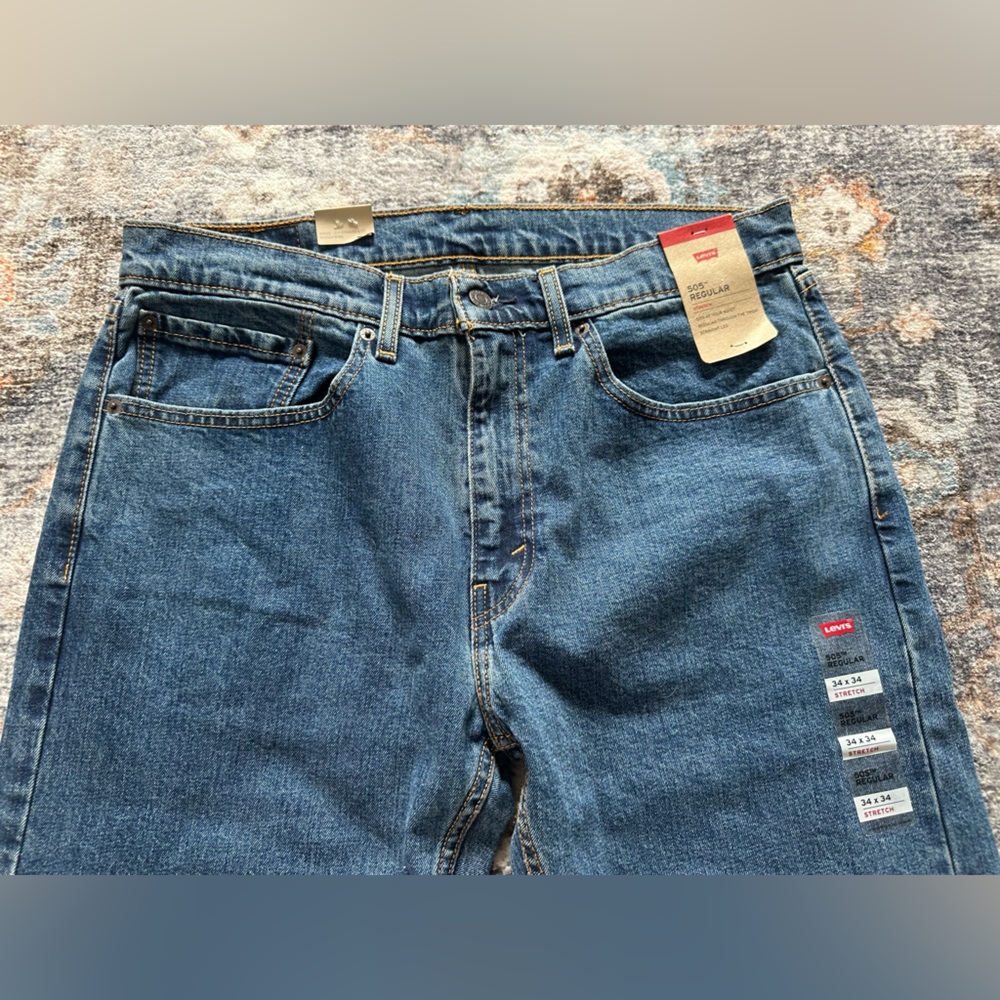 NWT Levi’s 505 Straight Fit Medium Wash Jeans - Size 34x34 - Picture 8 of 13